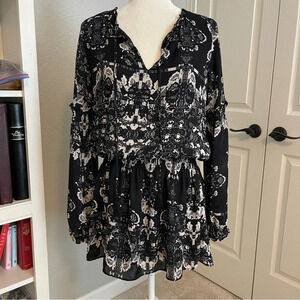 Parker Smocked Waist Boho Mini Dress Sz S